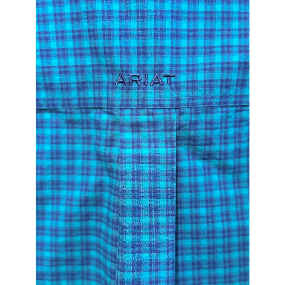 Ariat Pro Series Stretch Plaid Shirt Blue Teal XL
